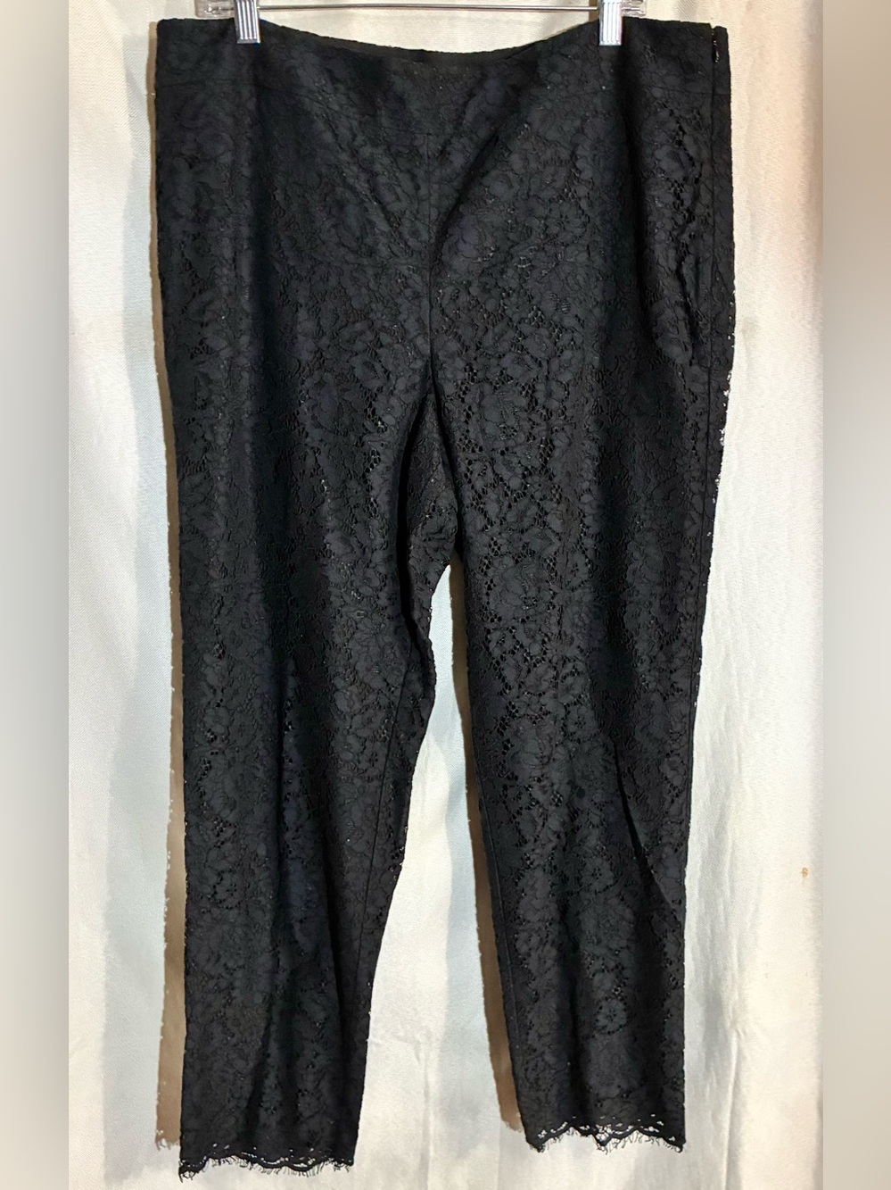 Talbots 16 Black Lace Pants Lined Side Zip Pockets Party Dress-up Vaca rsvp